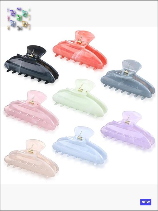 8 Acrylic Hair Claw Clips Set Non Slip Strong Hold French Style Hair Accessories